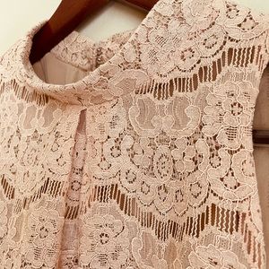 Pink Filigree Sleeveless Blouse Tank Top